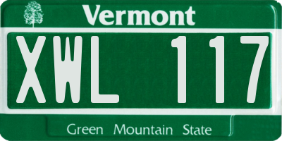 VT license plate XWL117