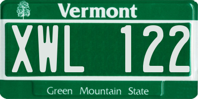 VT license plate XWL122