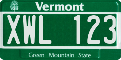 VT license plate XWL123