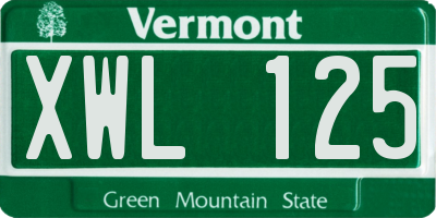VT license plate XWL125
