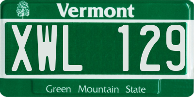 VT license plate XWL129