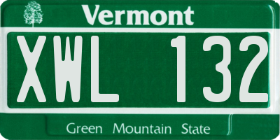 VT license plate XWL132