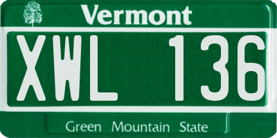 VT license plate XWL136