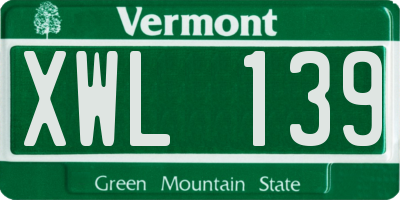 VT license plate XWL139
