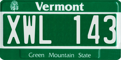 VT license plate XWL143