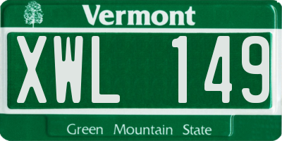 VT license plate XWL149