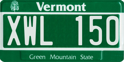 VT license plate XWL150