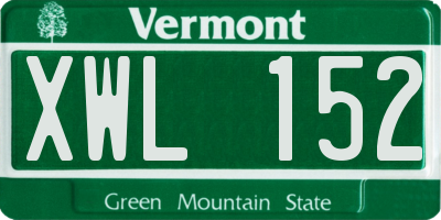 VT license plate XWL152