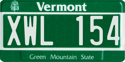 VT license plate XWL154