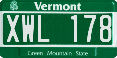 VT license plate XWL178