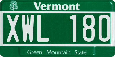 VT license plate XWL180