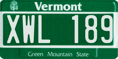 VT license plate XWL189