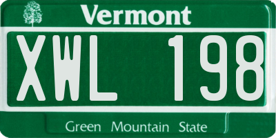 VT license plate XWL198