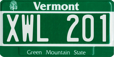 VT license plate XWL201