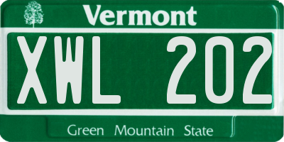 VT license plate XWL202