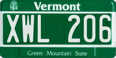 VT license plate XWL206