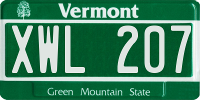 VT license plate XWL207