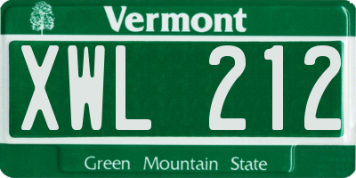 VT license plate XWL212