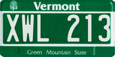 VT license plate XWL213
