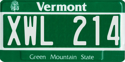 VT license plate XWL214