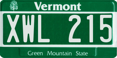 VT license plate XWL215