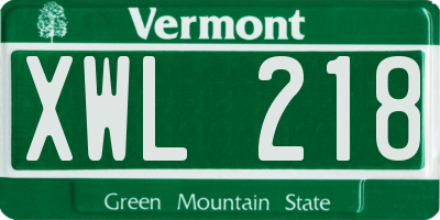 VT license plate XWL218
