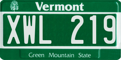 VT license plate XWL219