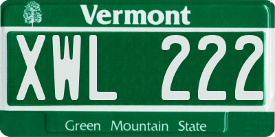 VT license plate XWL222
