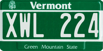 VT license plate XWL224
