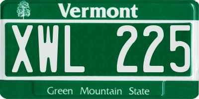 VT license plate XWL225