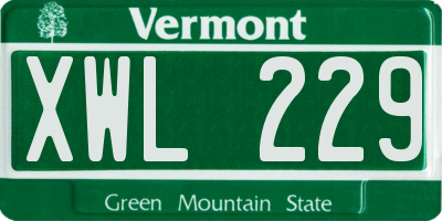 VT license plate XWL229