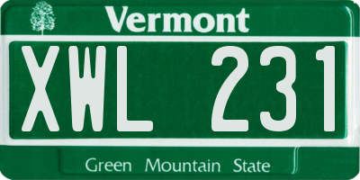 VT license plate XWL231