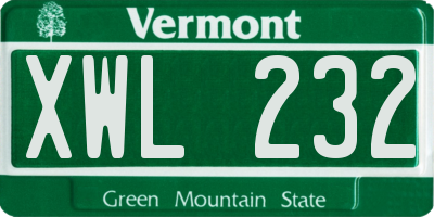 VT license plate XWL232