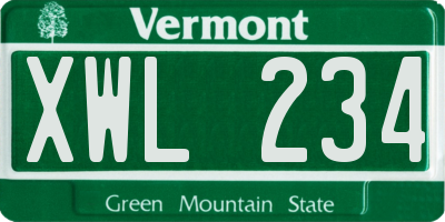 VT license plate XWL234