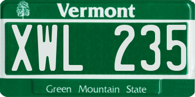 VT license plate XWL235