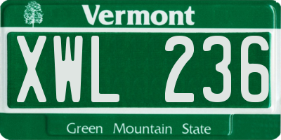 VT license plate XWL236