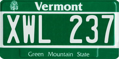 VT license plate XWL237