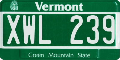 VT license plate XWL239