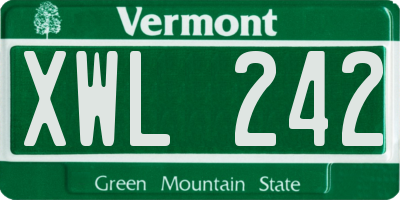 VT license plate XWL242