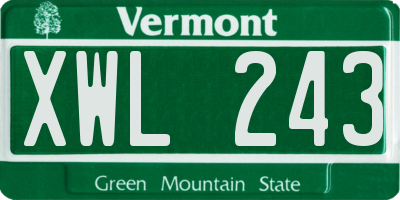 VT license plate XWL243