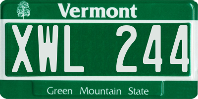 VT license plate XWL244