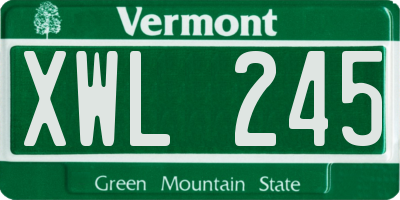 VT license plate XWL245