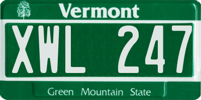 VT license plate XWL247