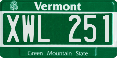 VT license plate XWL251