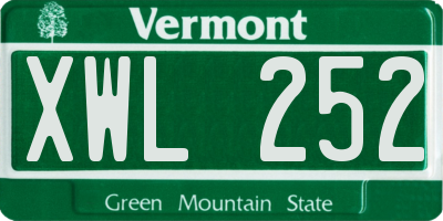 VT license plate XWL252