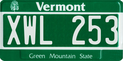 VT license plate XWL253
