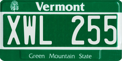 VT license plate XWL255