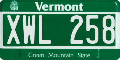 VT license plate XWL258