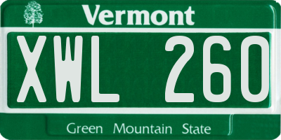 VT license plate XWL260