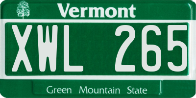 VT license plate XWL265